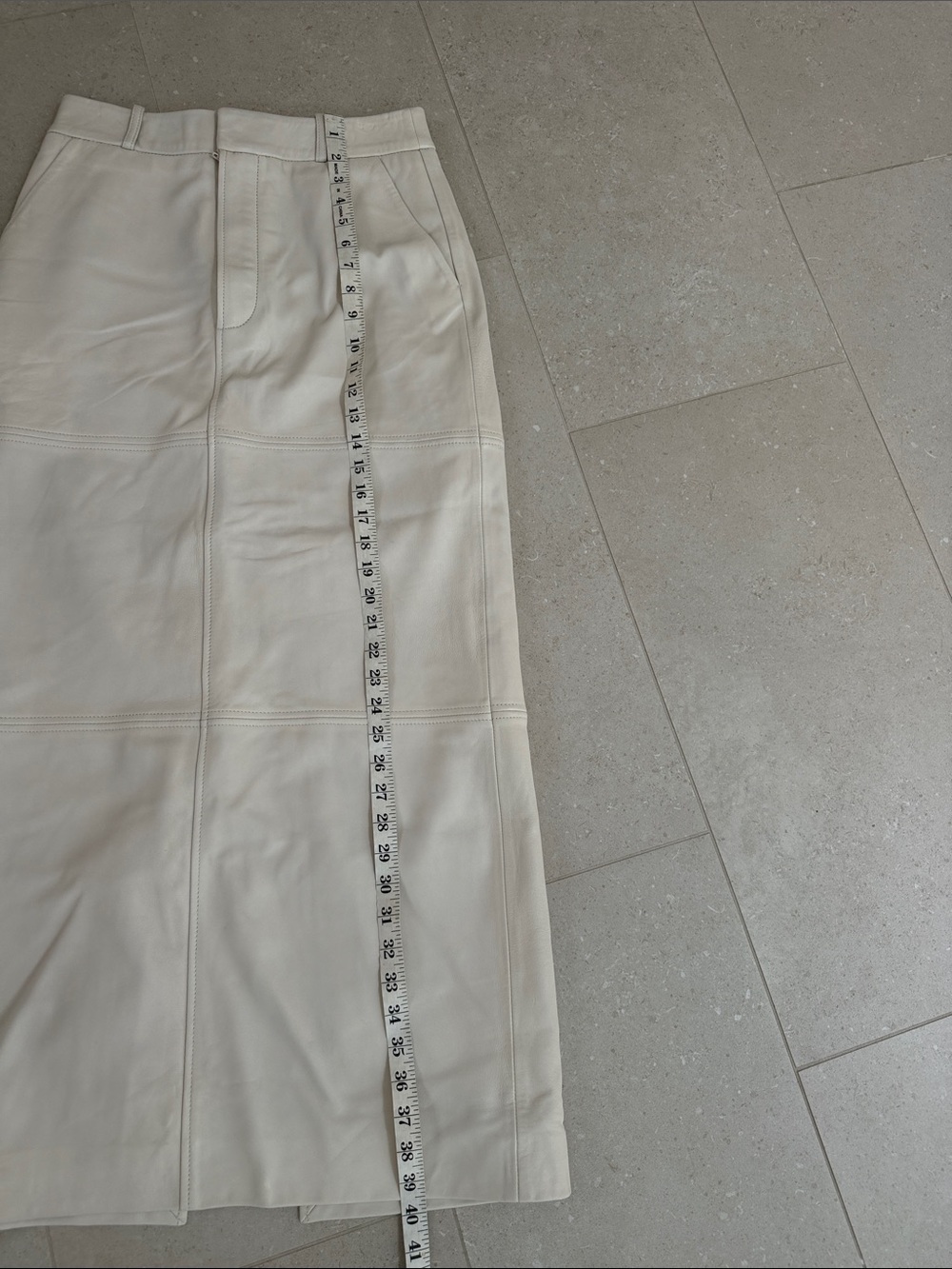 Reformation Cream Leather Midi Pencil Skirt - Picture 9 of 9